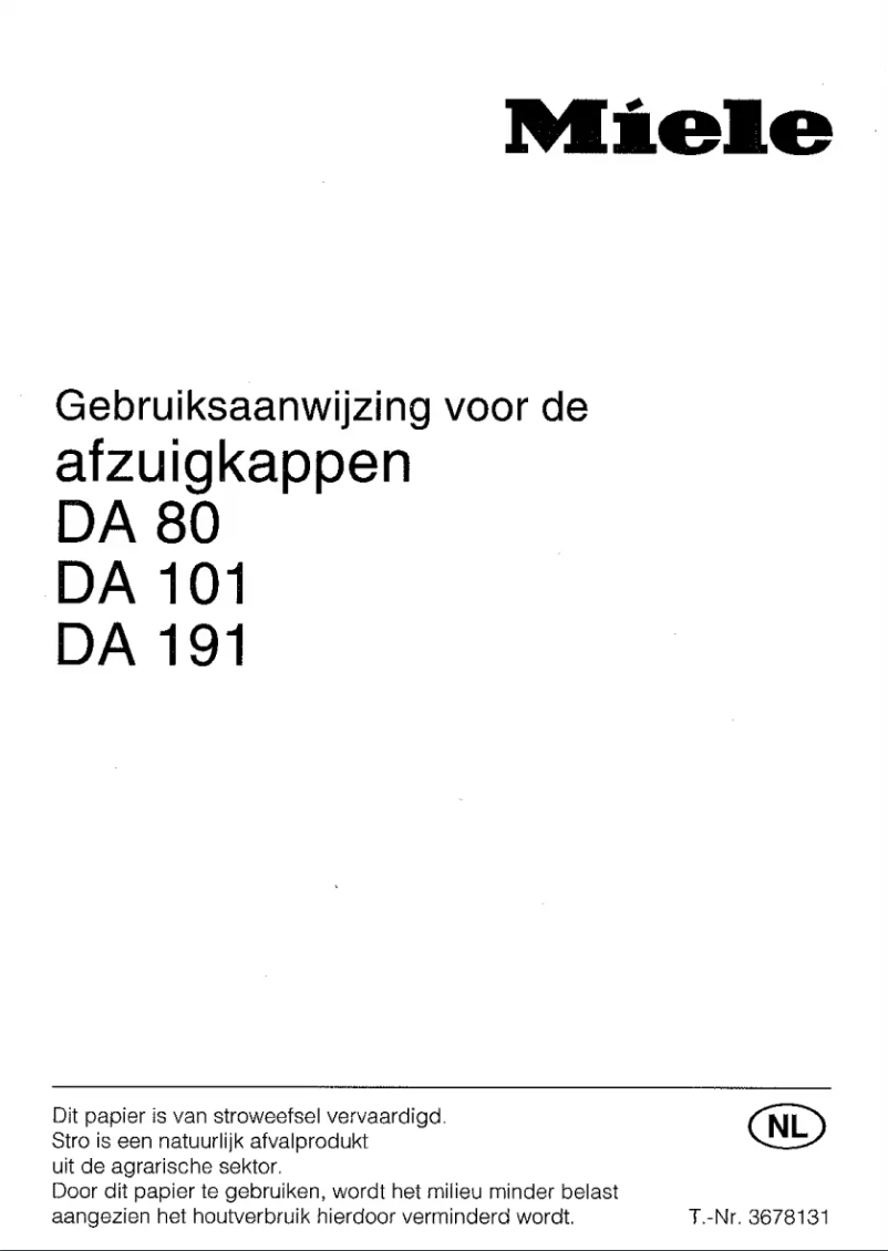 Page 1 de la notice Manuel utilisateur Miele DA 80