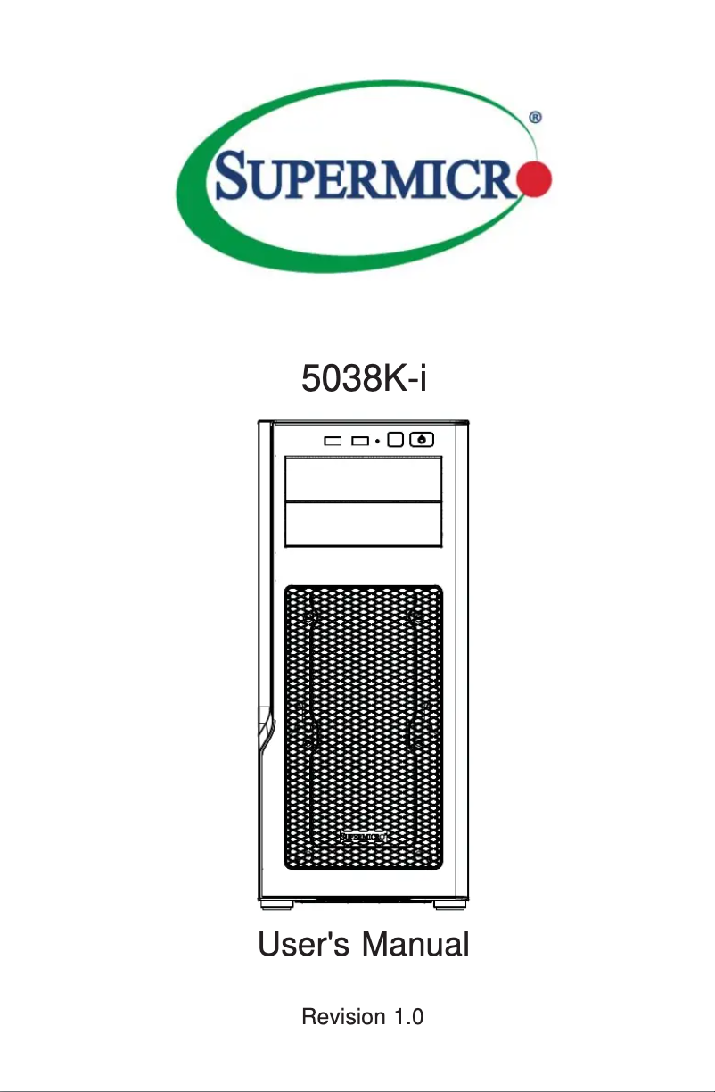 Image de la première page du manuel de l'appareil SuperServer 5038K-I-NF9