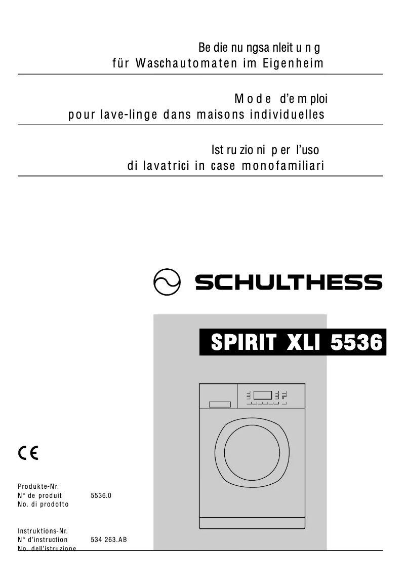 Page n°1 - Manuel utilisateur Schulthess Spirit TopLine XLI 5536