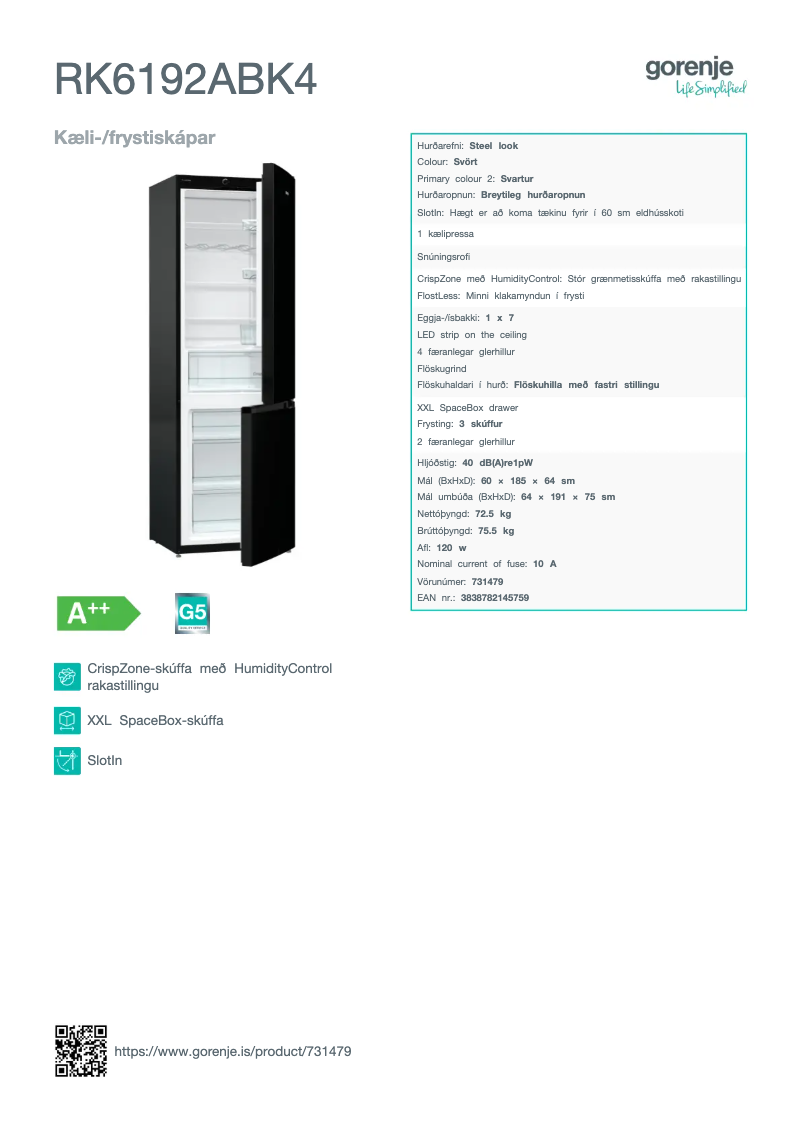 Page n°1 - Manuel utilisateur Gorenje RK6192ABK4