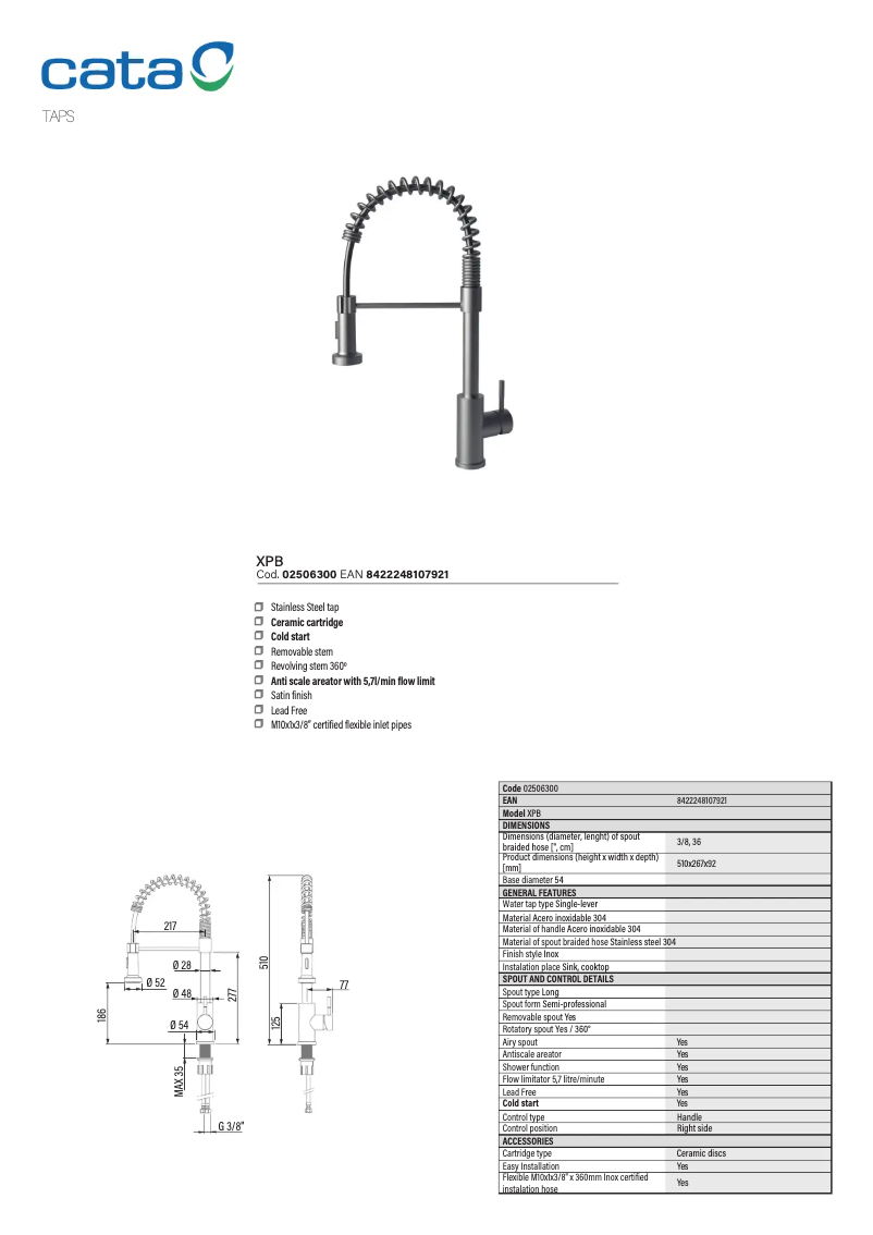 Page 1 de la notice Manuel utilisateur CATA XPB