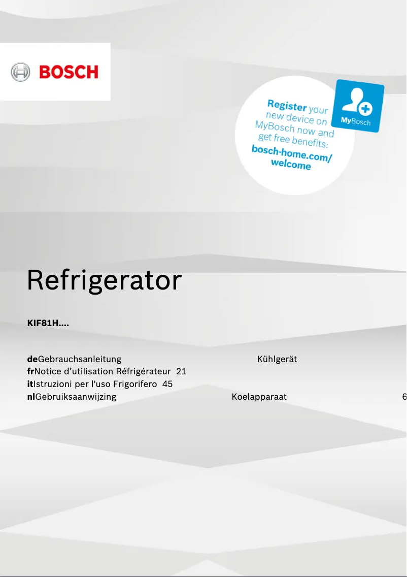 Page n°1 - Manuel utilisateur Bosch KIF81HD40
