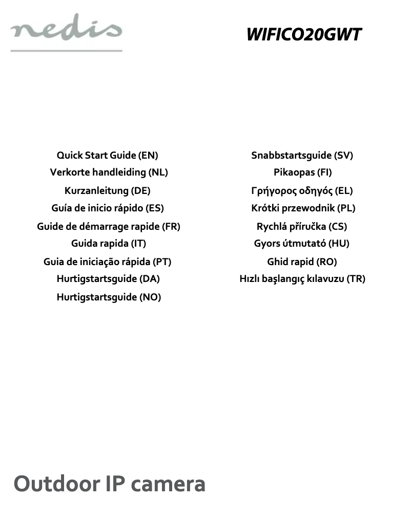 Page 1 de la notice Manuel utilisateur Nedis WIFICO20GWT