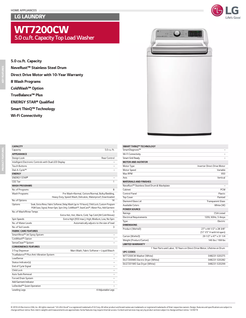 Image de la première page du manuel de l'appareil WT7200CV