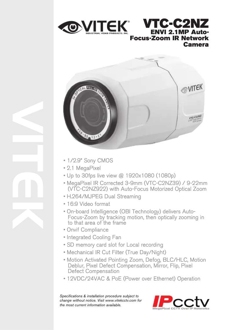 Image de la première page du manuel de l'appareil VTC-C2NZ