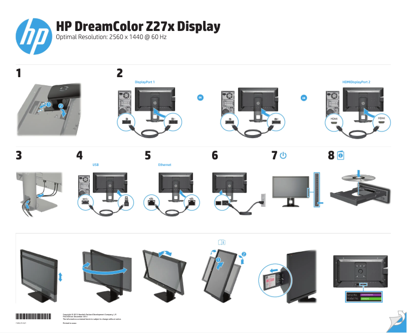 Page 1 de la notice Guide d'installation HP DreamColor Z27x