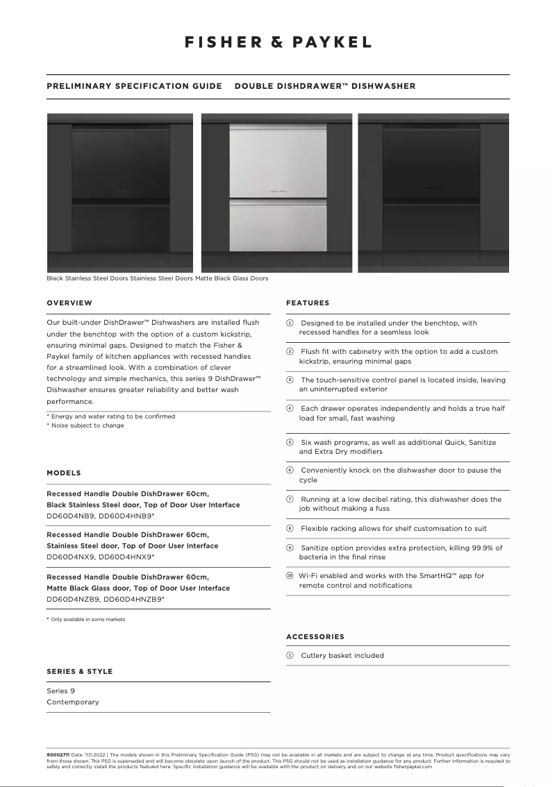 Page n°1 - Fiche technique Fisher & Paykel DD60D4HZB9