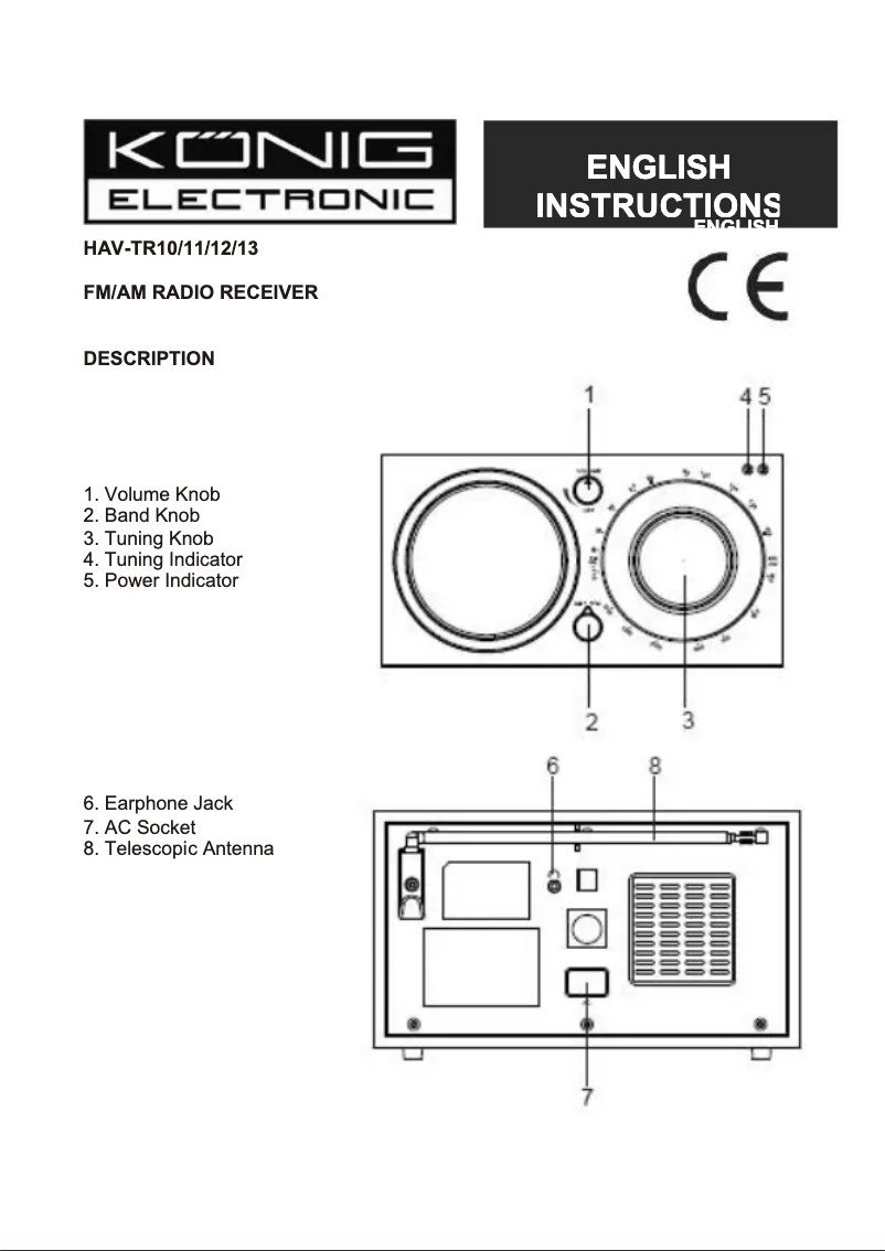 Page n°1 - Manuel utilisateur Konig HAV-TR10