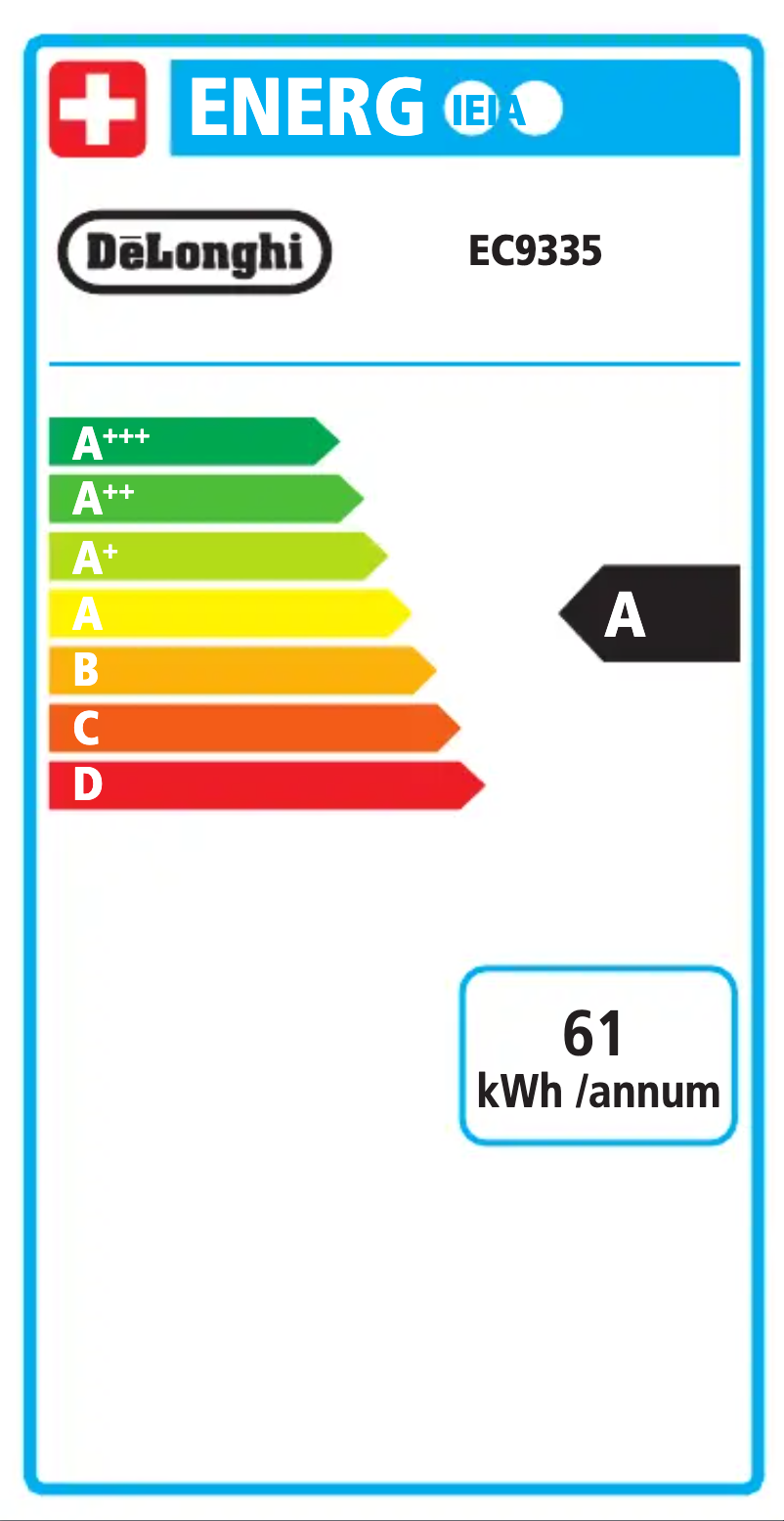 Page n°1 - Label énergétique DeLonghi La Specialista Manual EC9335.M