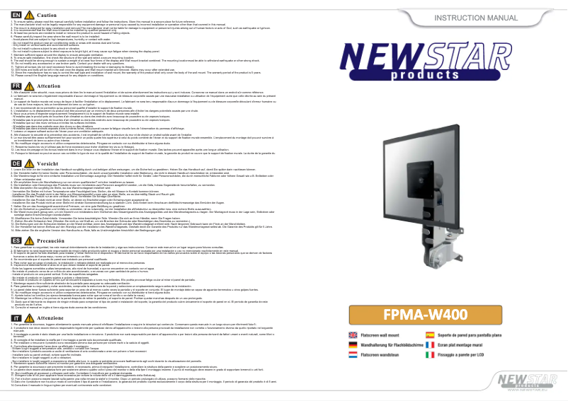 Page n°1 - Manuel utilisateur Newstar FPMA-W400