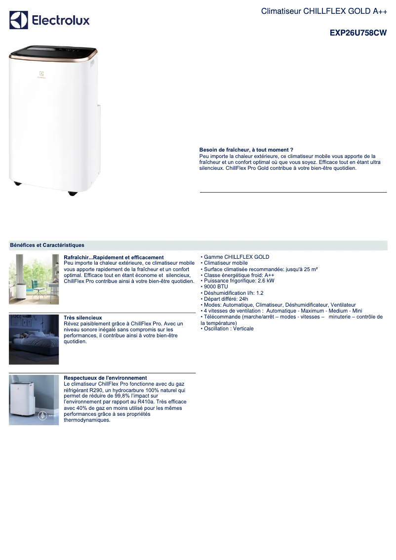Page n°1 - Fiche technique Electrolux EXP26U758CW