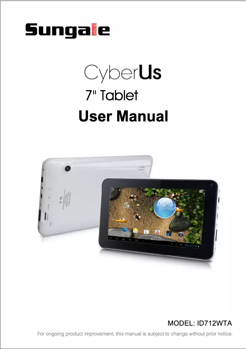 Page 1 de la notice Manuel utilisateur Sungale CyberUs ID712WTA