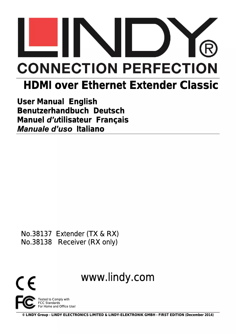Page 1 de la notice Manuel utilisateur Lindy 38137