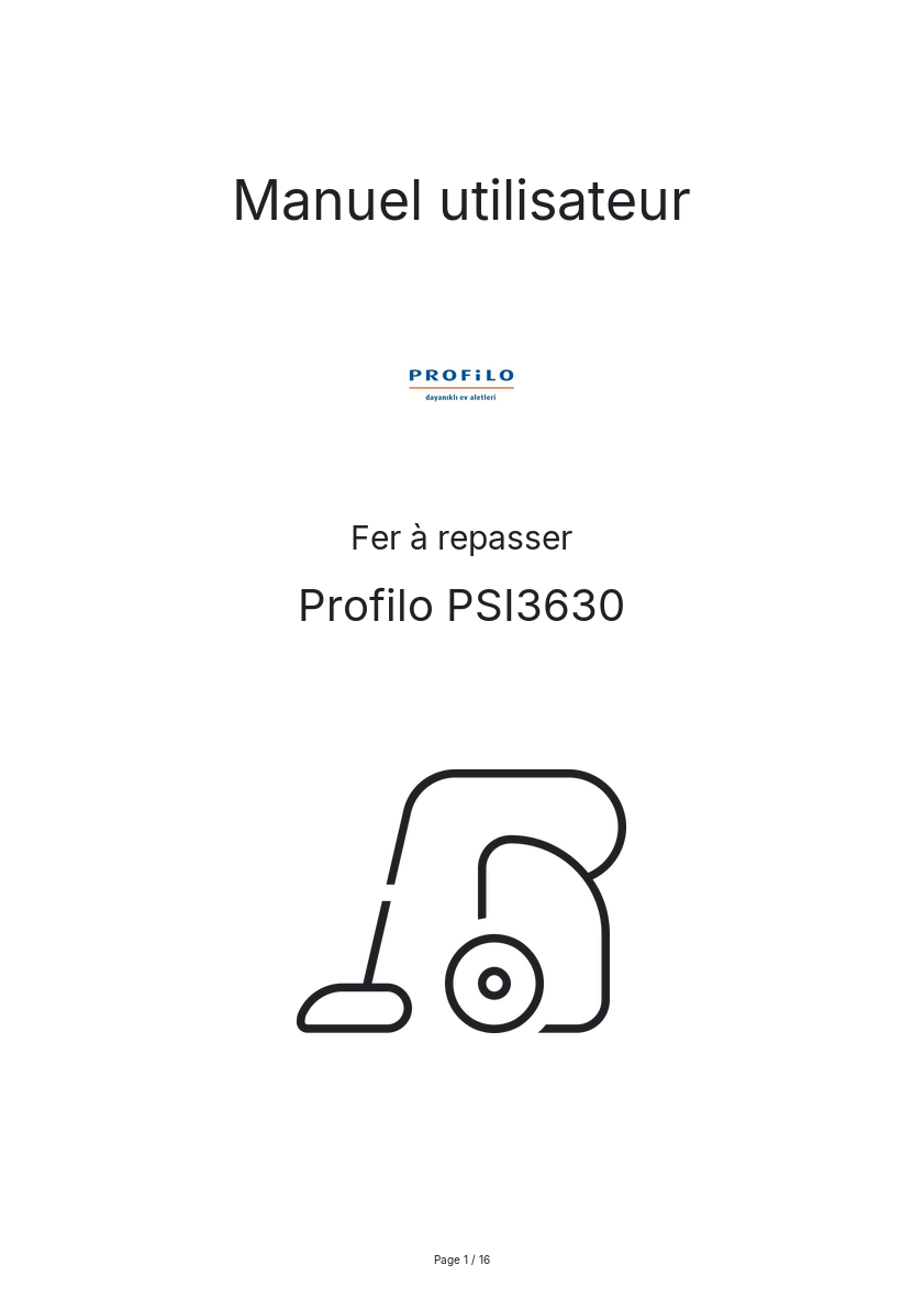Page n°1 - Manuel utilisateur Profilo PSI3630