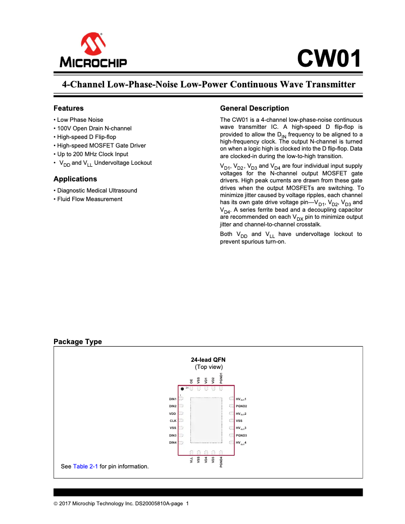 Page 1 de la notice Manuel utilisateur Microchip CW01
