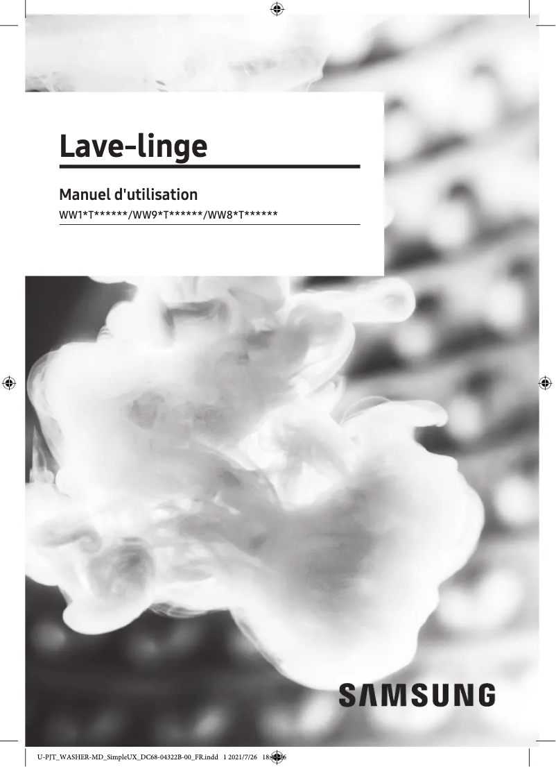 Page 1 de la notice Manuel utilisateur Samsung WW10T654DLN