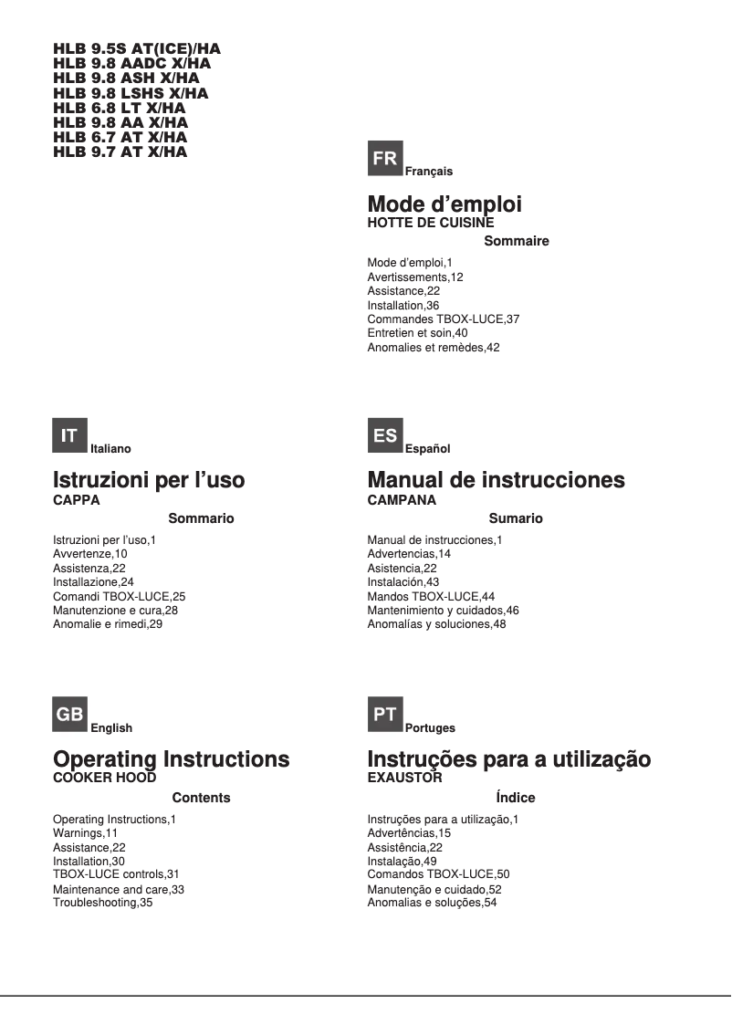 Imagen de la primera página del manual del dispositivo HLB 6.8 AA X/HA