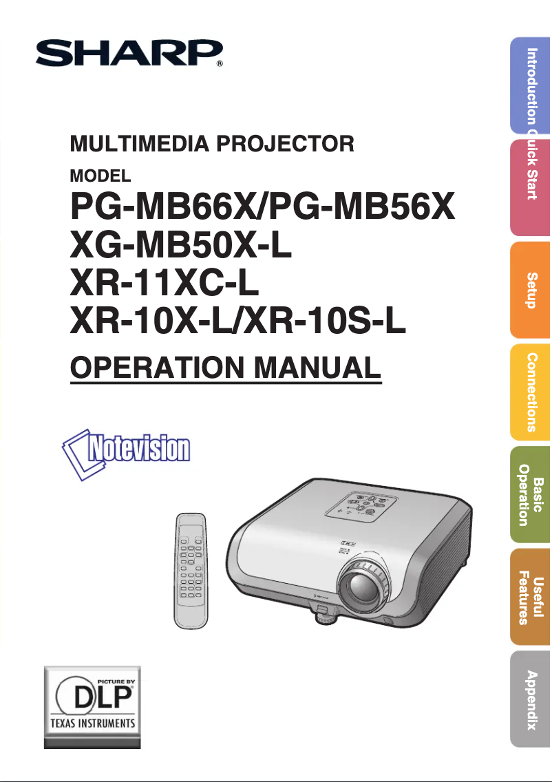 Page 1 de la notice Manuel utilisateur Sharp PG-MB66X