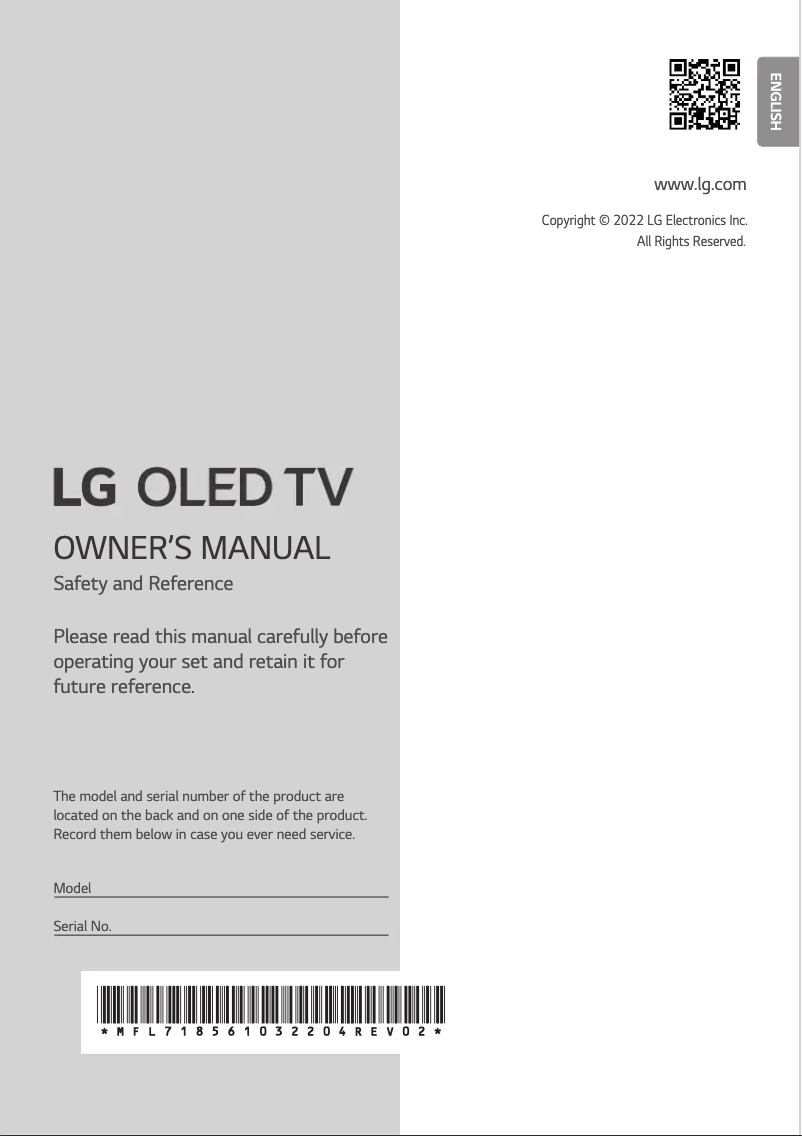 Page n°1 - Manuel utilisateur LG OLED77C22LB