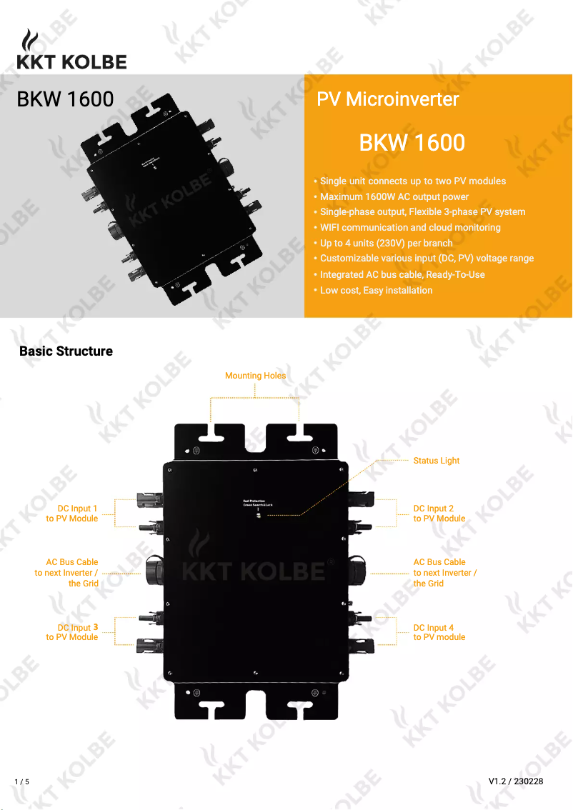 Page 1 de la notice Fiche technique KKT Kolbe BKW1600