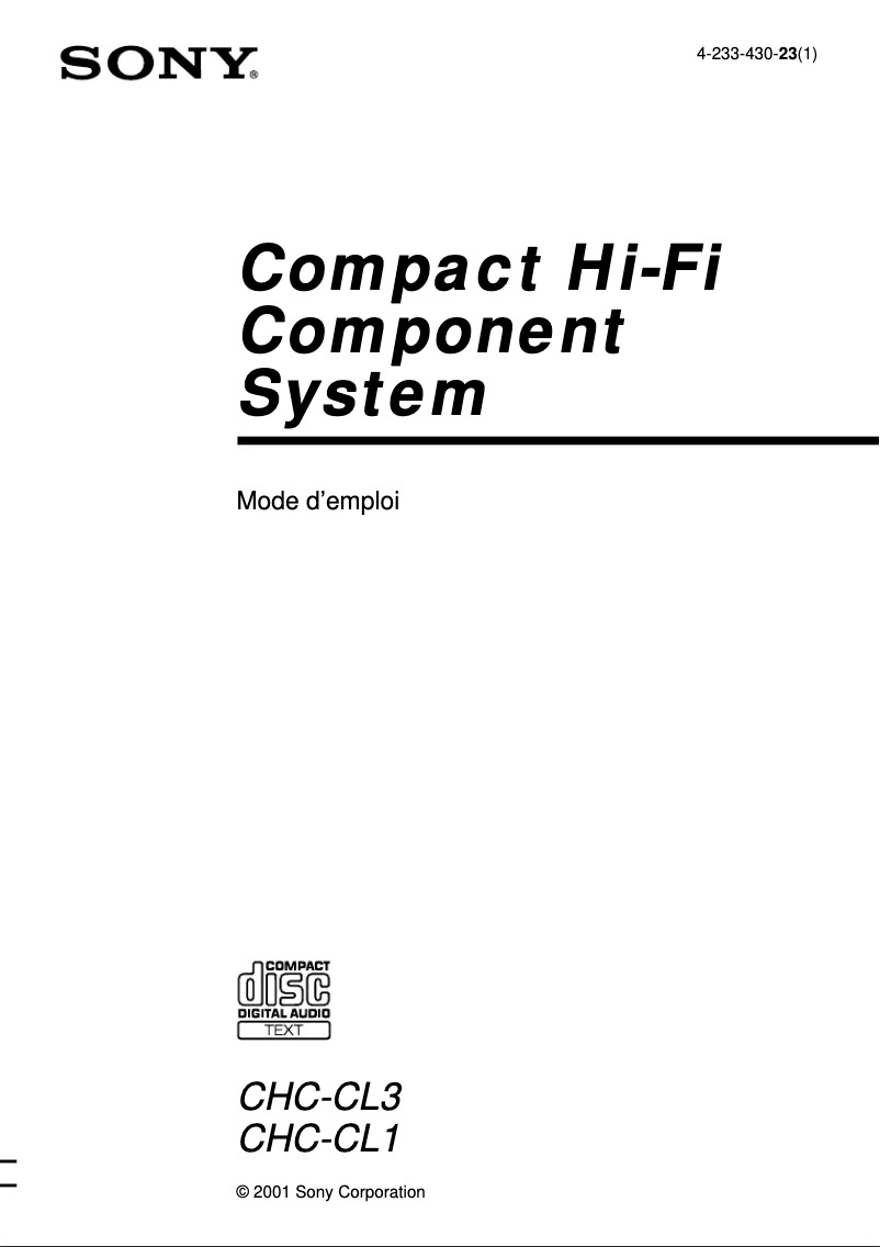 Página 1 del manual Manual de usuario Sony CHC-CL3