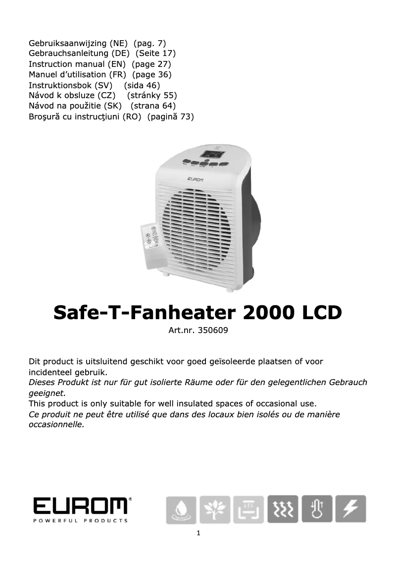 Image de la première page du manuel de l'appareil Safe-t-Fanheater 2000 LCD