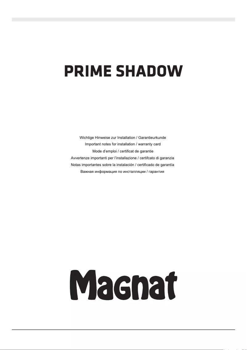 Page 1 de la notice Manuel utilisateur Magnat Prime Shadow