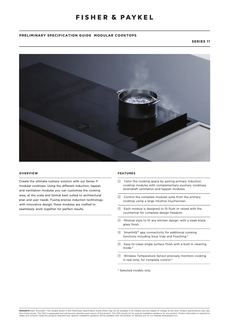 Page n°1 - Fiche technique Fisher & Paykel CIT122DX1