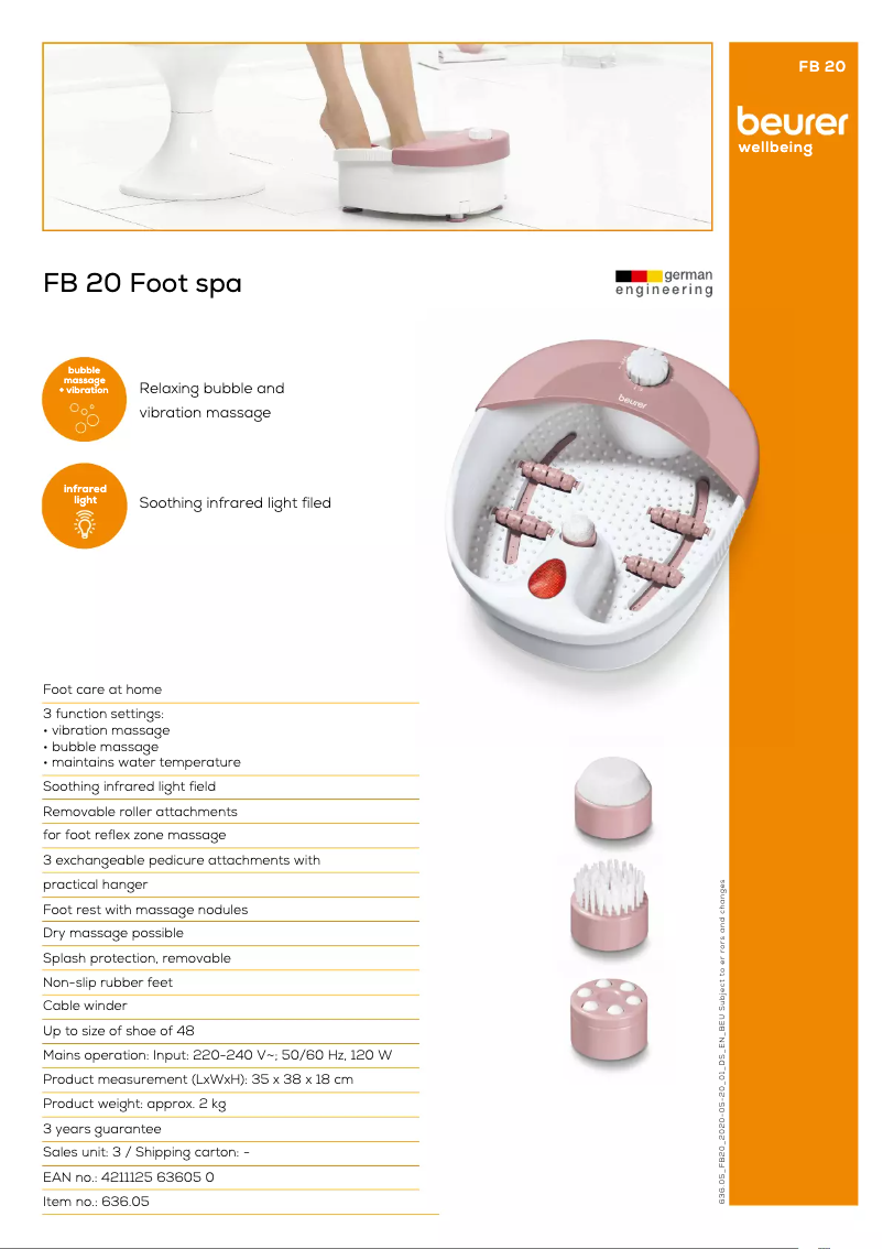 Page n°1 - Fiche technique Beurer FB 20