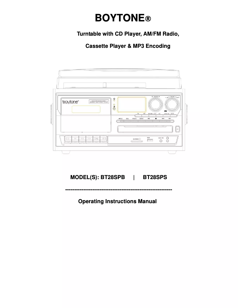Page 1 de la notice Manuel utilisateur Boytone BT-28SPS