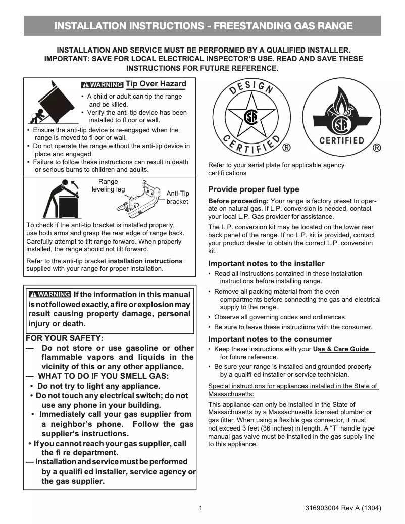 Image de la première page du manuel de l'appareil FCRG3052AS