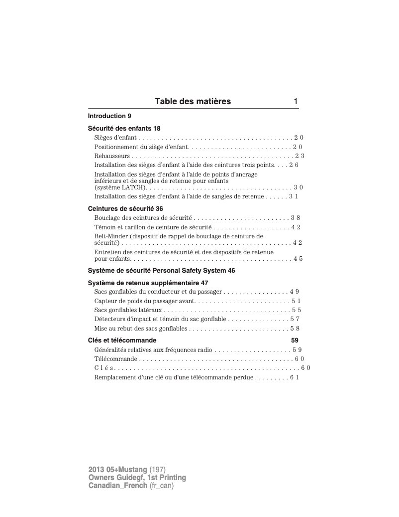 Image de la première page du manuel de l'appareil Mustang (2013)