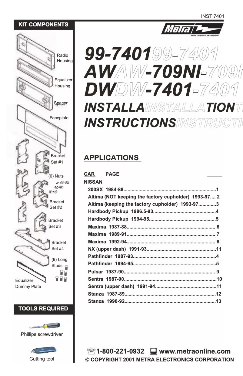 Page n°1 - Manuel utilisateur Metra 99-7401
