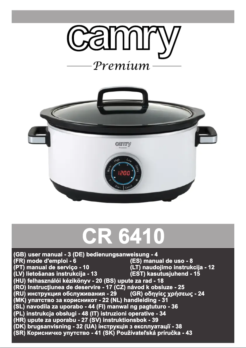 Page 1 de la notice Manuel utilisateur Camry CR 6410
