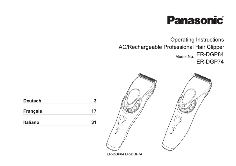Image de la première page du manuel de l'appareil ER-DGP84