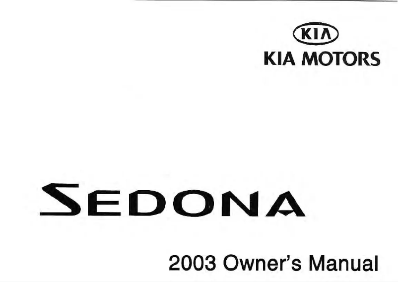 Image de la première page du manuel de l'appareil Sedona (2003)