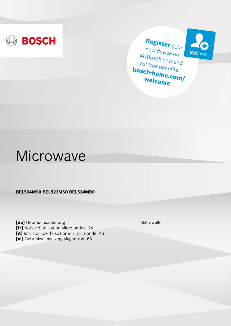 Page n°1 - Manuel utilisateur Bosch BEL523MS0