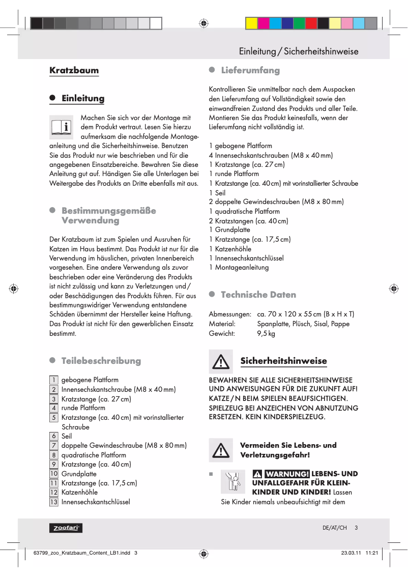 Page n°1 - Manuel utilisateur Zoofari IAN 63799