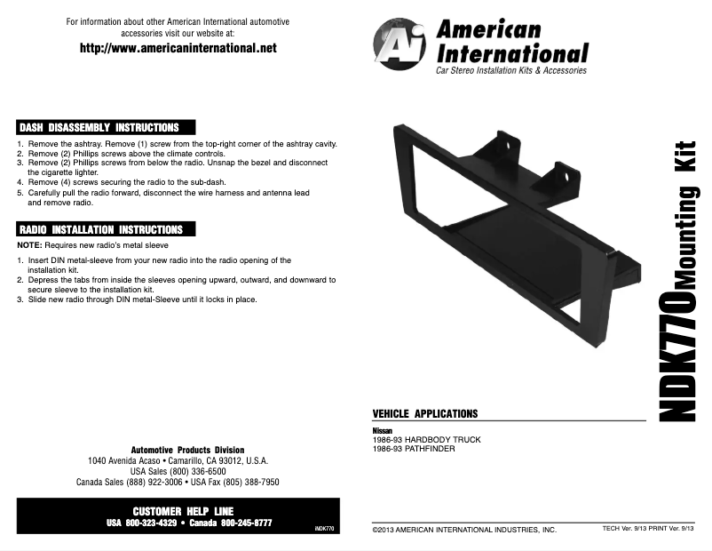 Page n°1 - Manuel utilisateur American International NDK770