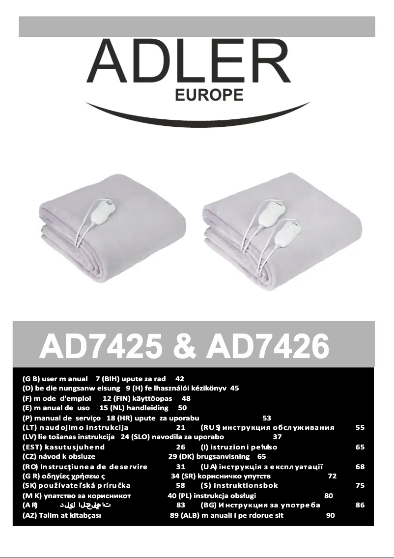 Page n°1 - Manuel utilisateur Adler AD 7426