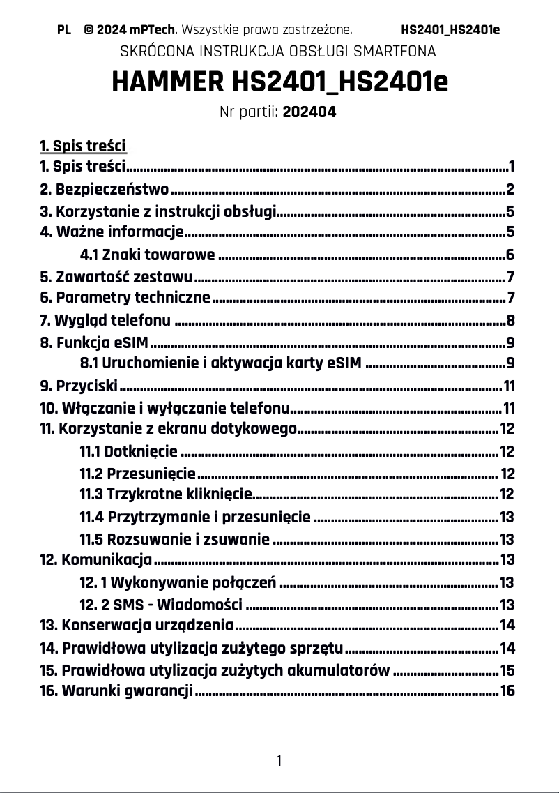 Page 1 de la notice Manuel utilisateur Hammer Steel Lite
