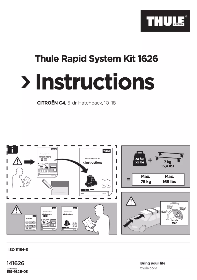 Page 1 de la notice Manuel utilisateur Thule Rapid System Kit 1626