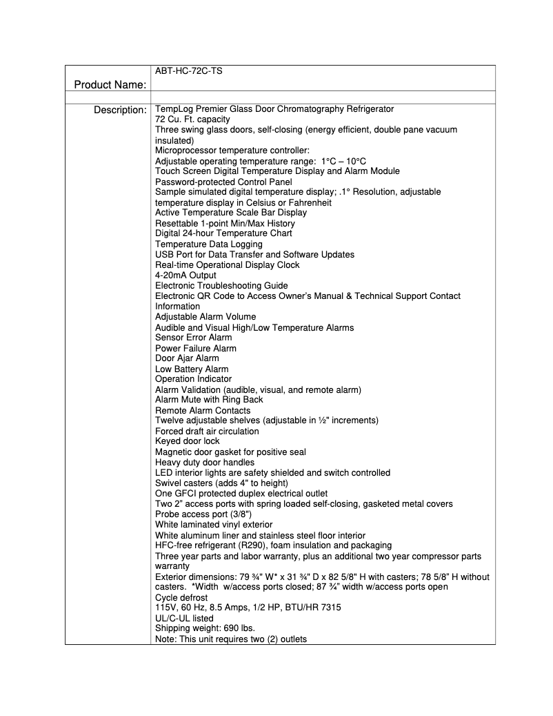 Image de la première page du manuel de l'appareil ABT-HC-72C-TS