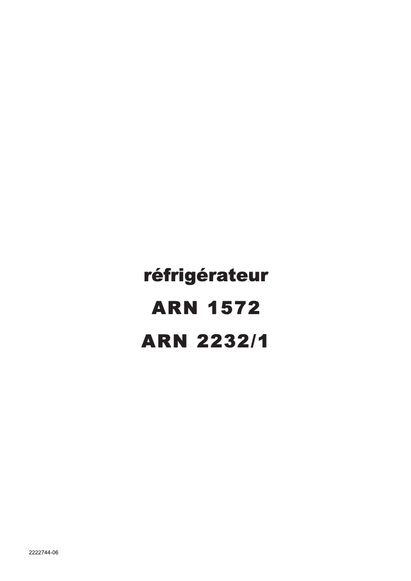 Page n°1 - Manuel utilisateur Arthur Martin-Electrolux ARN2232