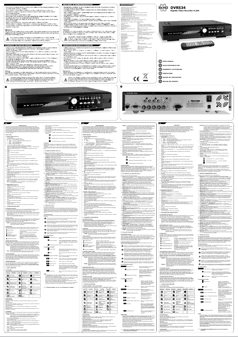 Page 1 de la notice Manuel utilisateur Elro DVR534
