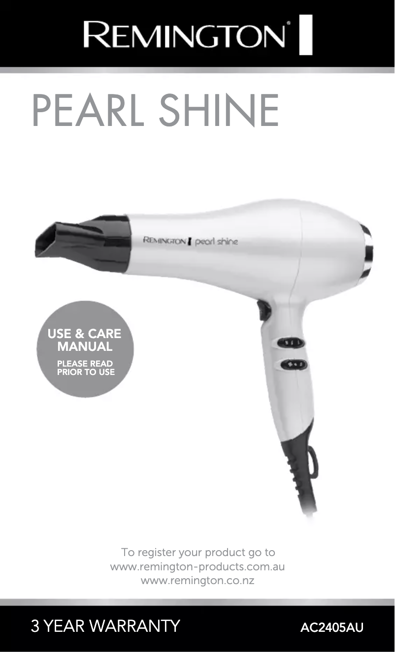 Image de la première page du manuel de l'appareil Pearl Shine AC2405AU