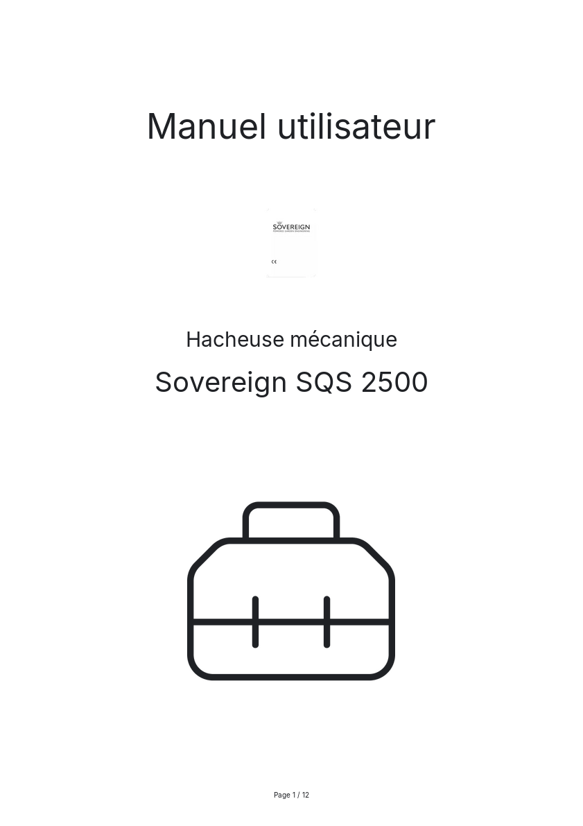 Image de la première page du manuel de l'appareil SQS 2500