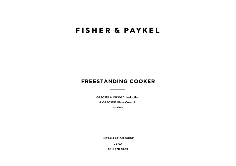 Page 1 de la notice Guide d'installation Fisher & Paykel OR30SCI6R1