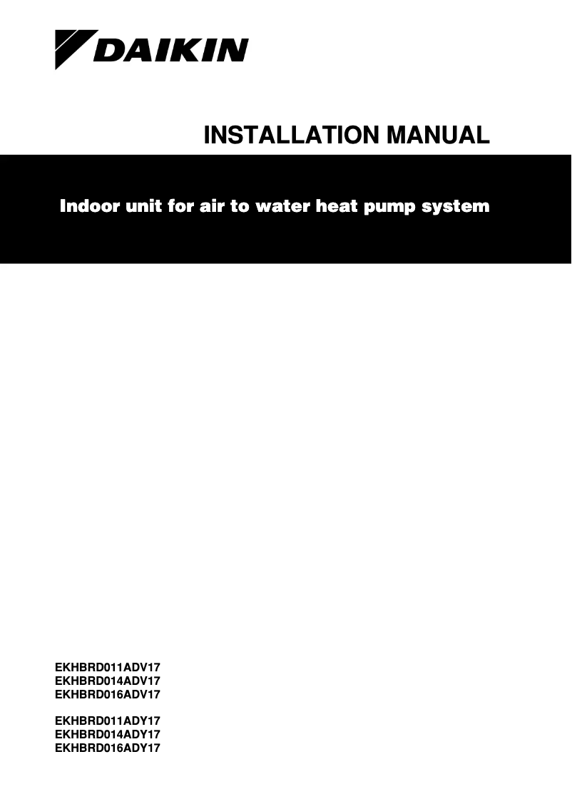 Page 1 de la notice Guide d'installation Daikin EKHBRD014ADY17