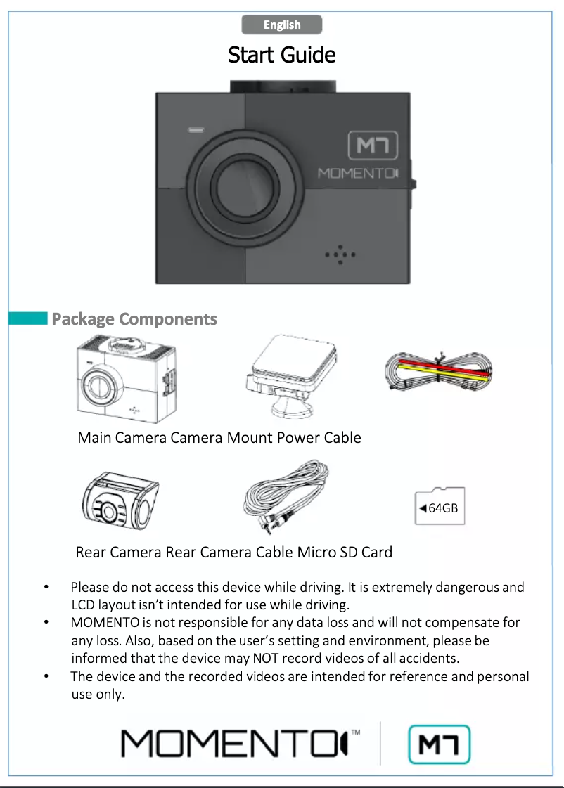 Image de la première page du manuel de l'appareil M7
